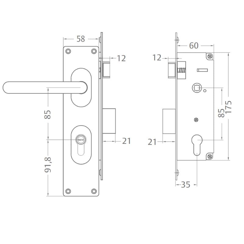 Pack 3 Cerraduras Embutidas Roma Puerta Abatir B35 Perfil Aluminio