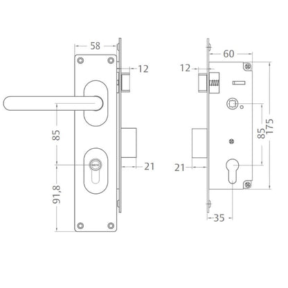 Pack 3 Cerraduras Embutidas Roma Puerta Abatir B35 Perfil Aluminio